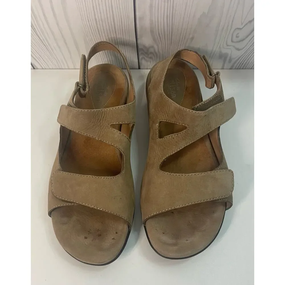 Clarks Artisan Comfort Sandal Saratoga Mushroom/Beige Strapped Sandal Size 10